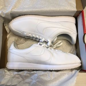 White Nike Cortez Basic Leather